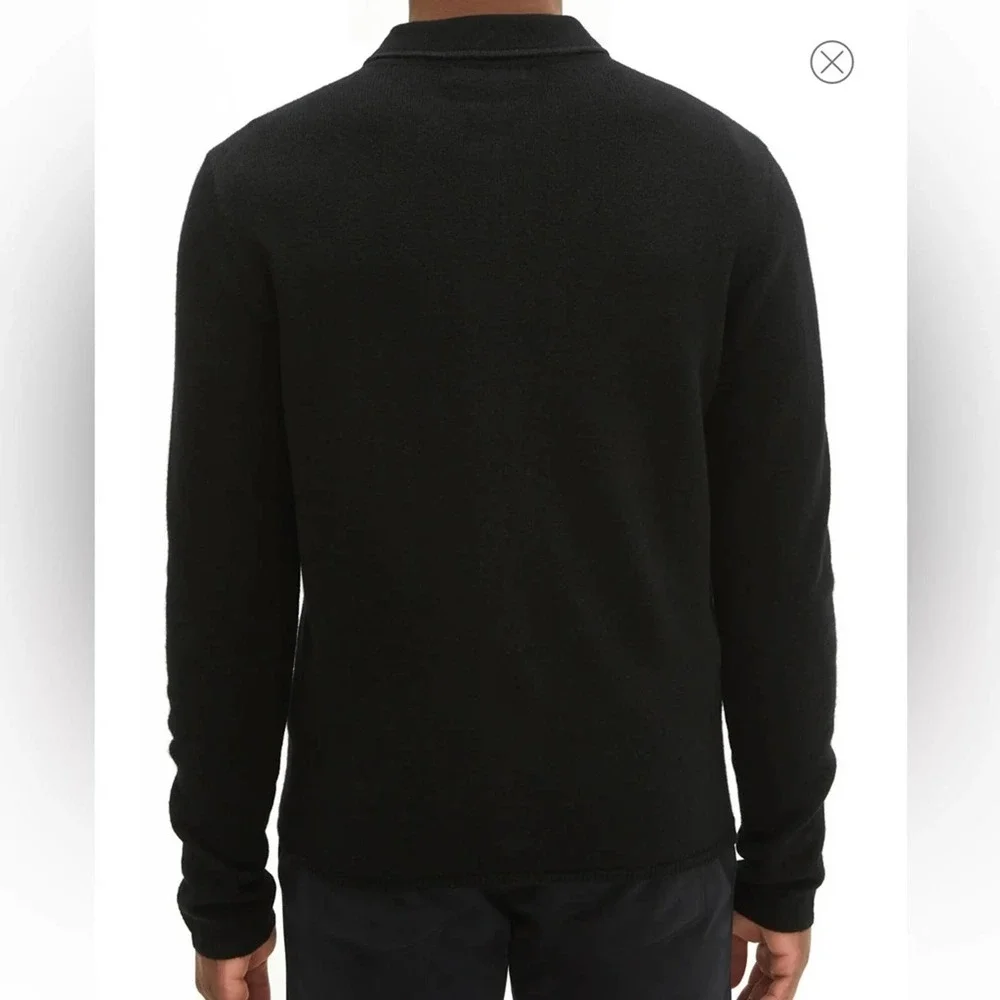 Men's Black Zip-Front Pocket Sweater